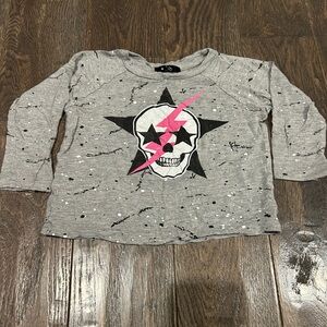 Designer Gray Kids Skull Graphic Shirt Size 2T